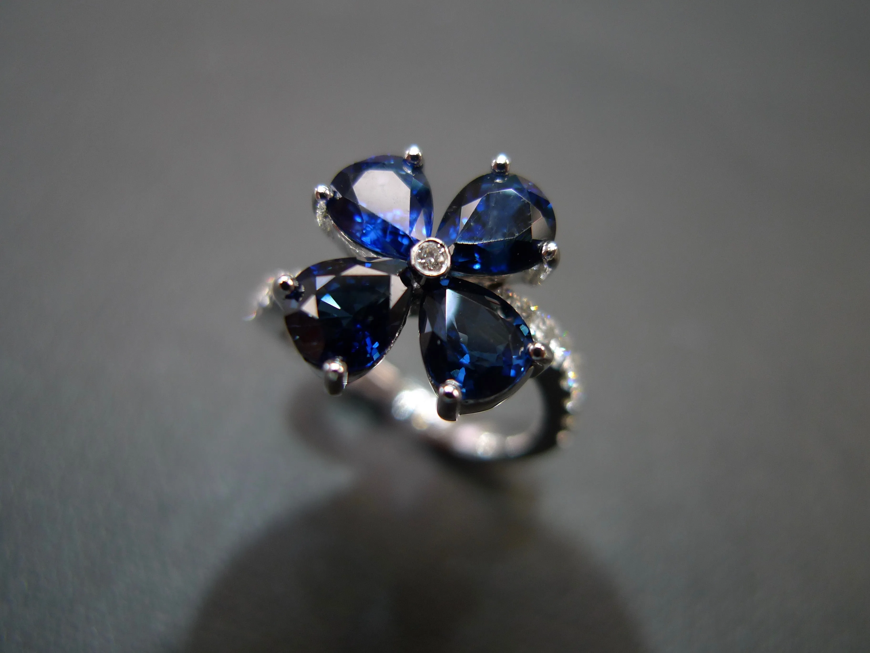 Blue Sapphire and Diamond Ring in White Gold