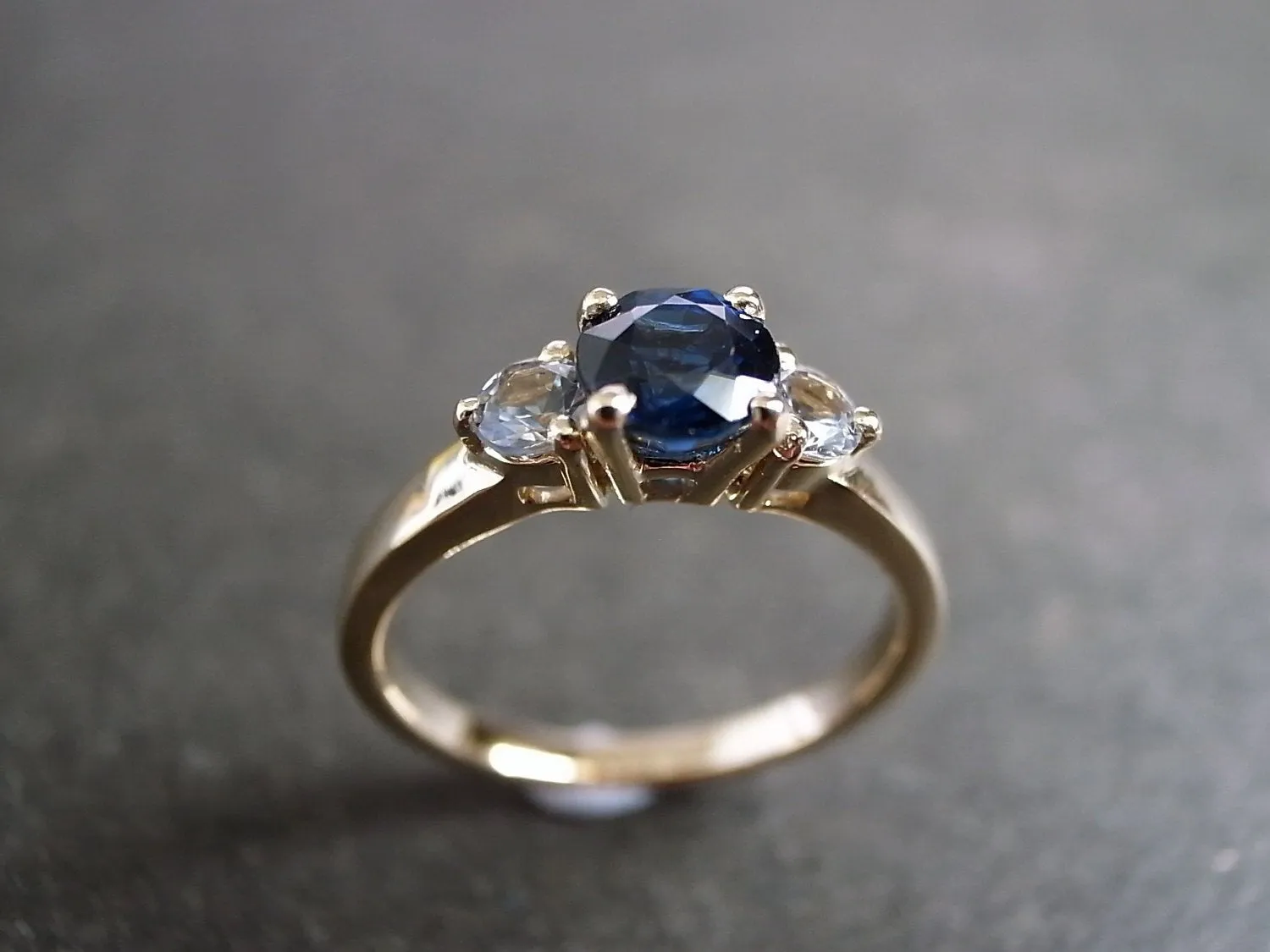 Blue Sapphire and White Sapphire Ring in White Gold