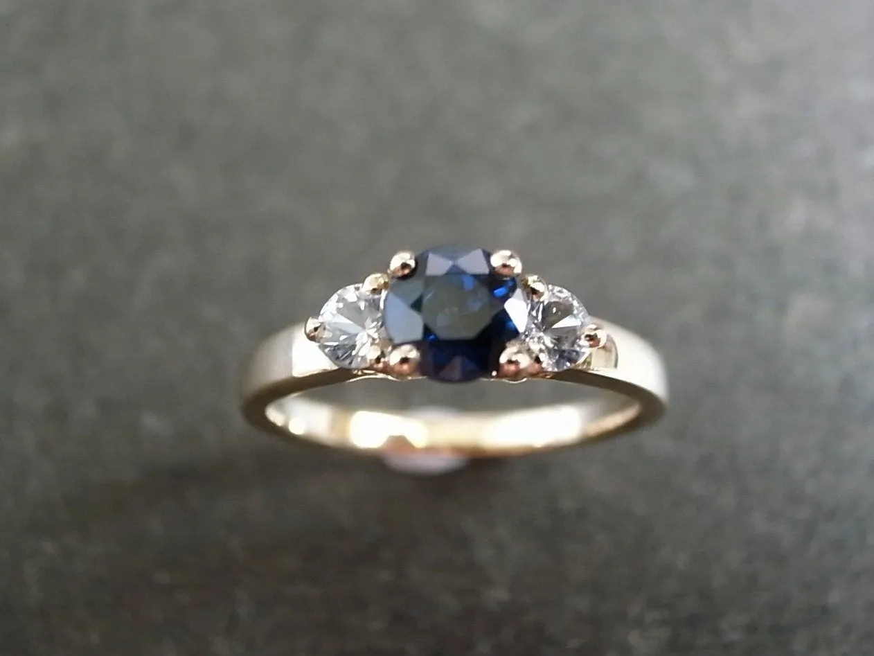 Blue Sapphire and White Sapphire Ring in White Gold