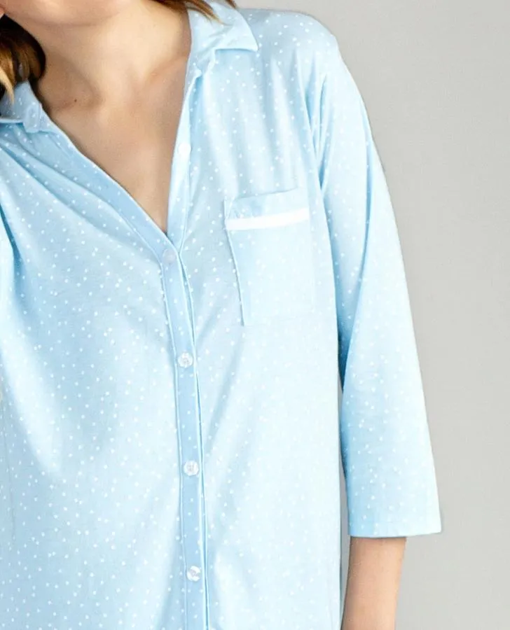 Blue Scattered Dot Boyfriend Sleepshirt