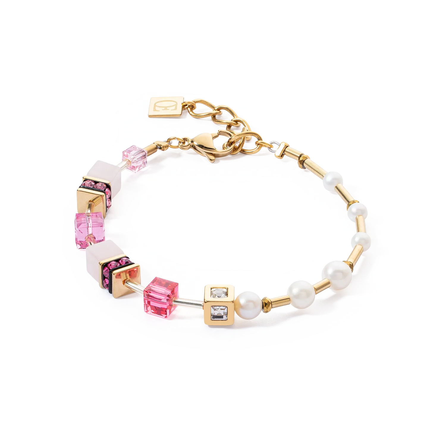 Bracelet GeoCUBE® Fusion Precious Pearl Mix gold-pink