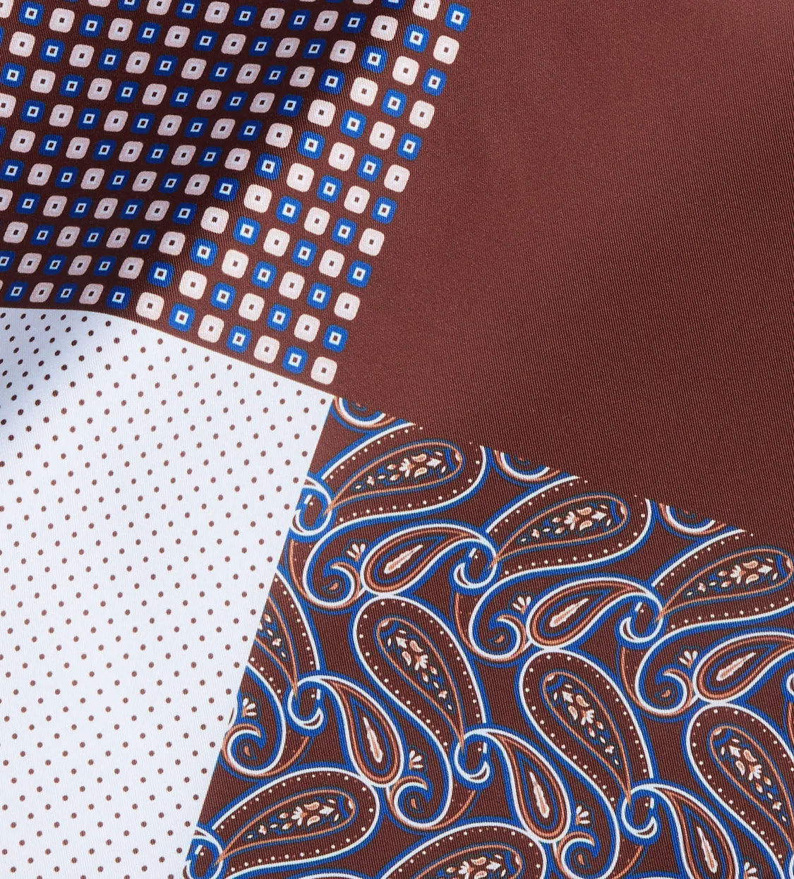 Brown-White Paisley Pocket Square