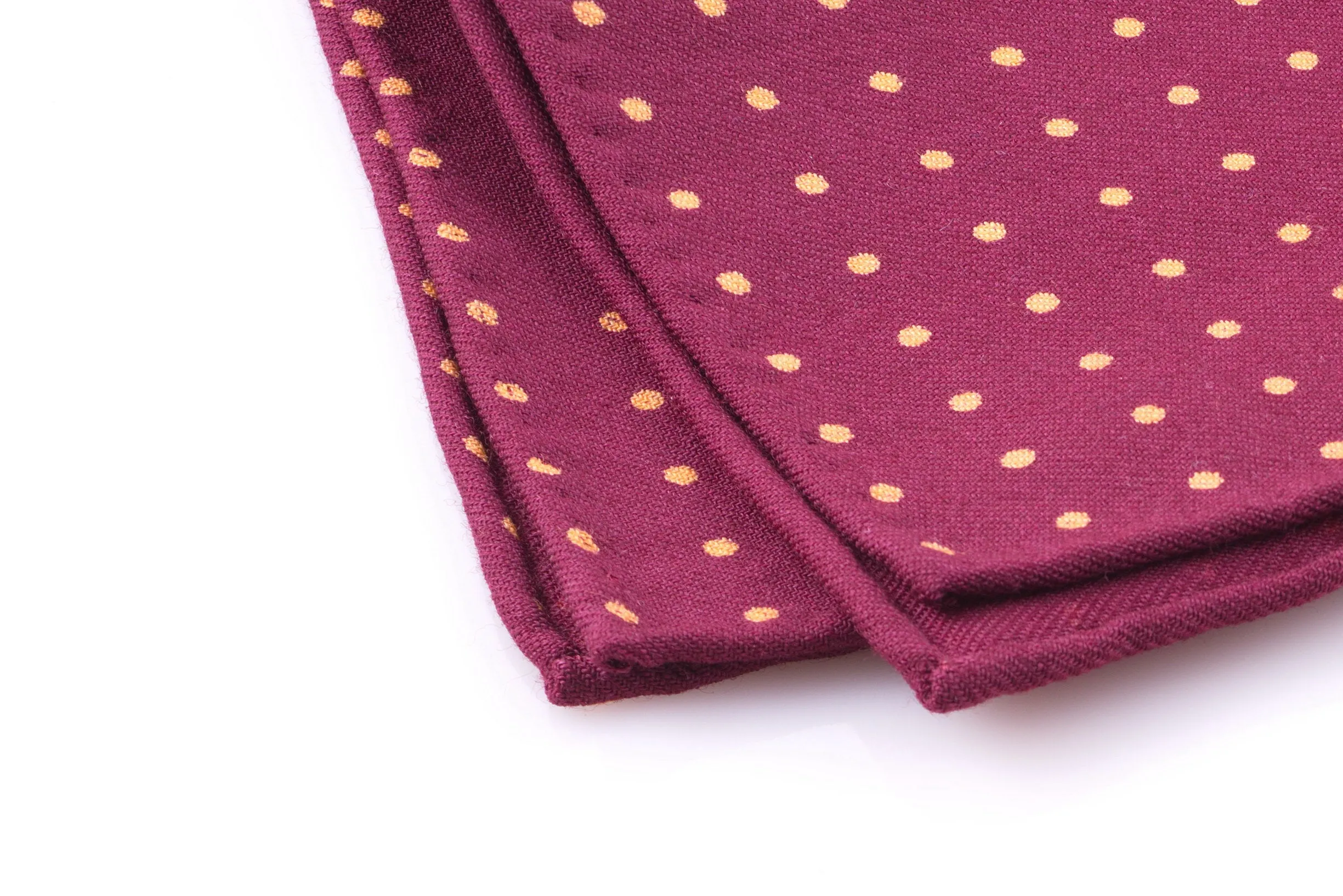 Burgundy & Yellow Polka Dot Wool Challis Pocket Square