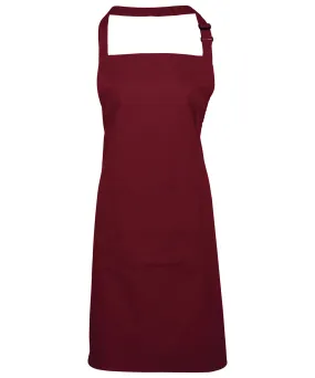 Burgundy - Colours bib apron with pocket