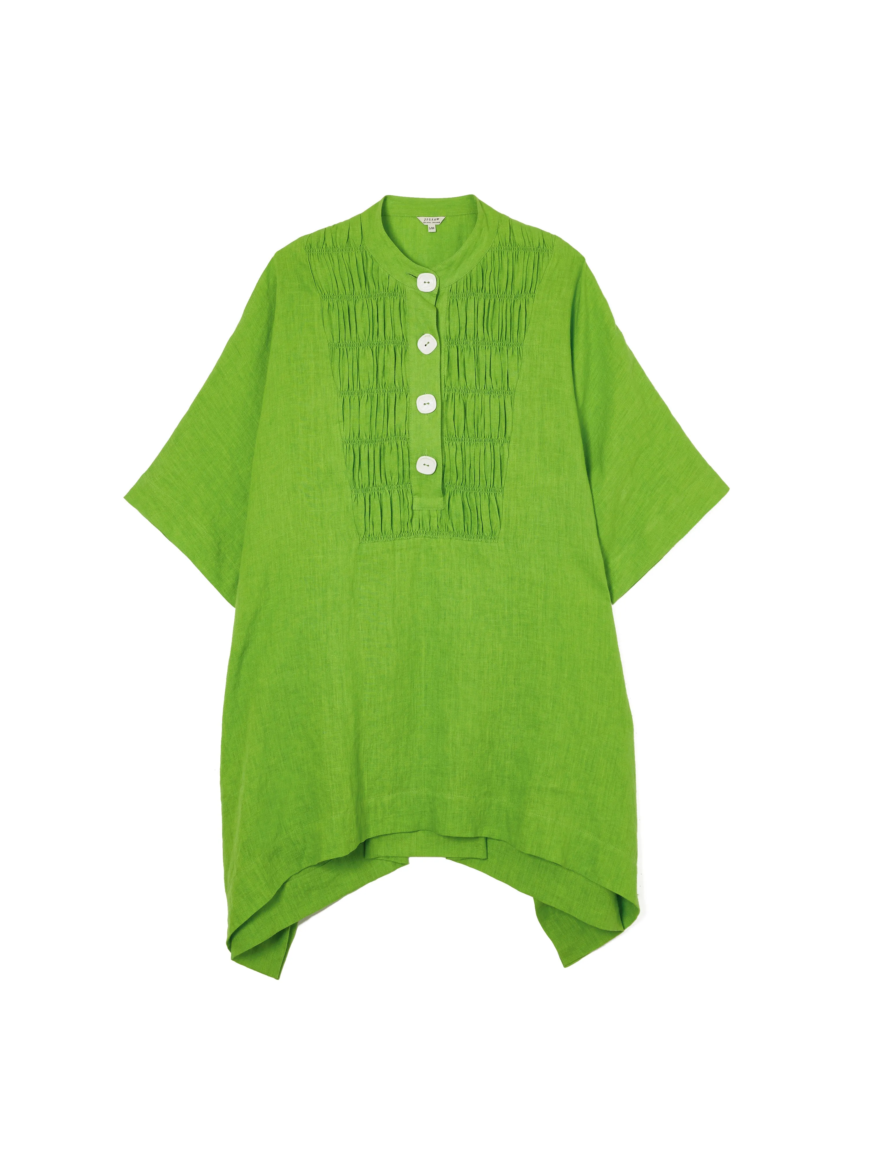 Button Detail Linen Kaftan | Green