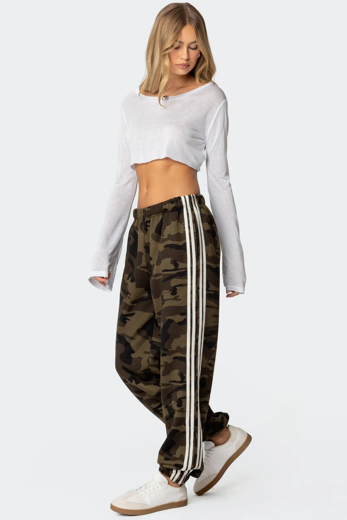 Camo Contast Striped Sweatpants