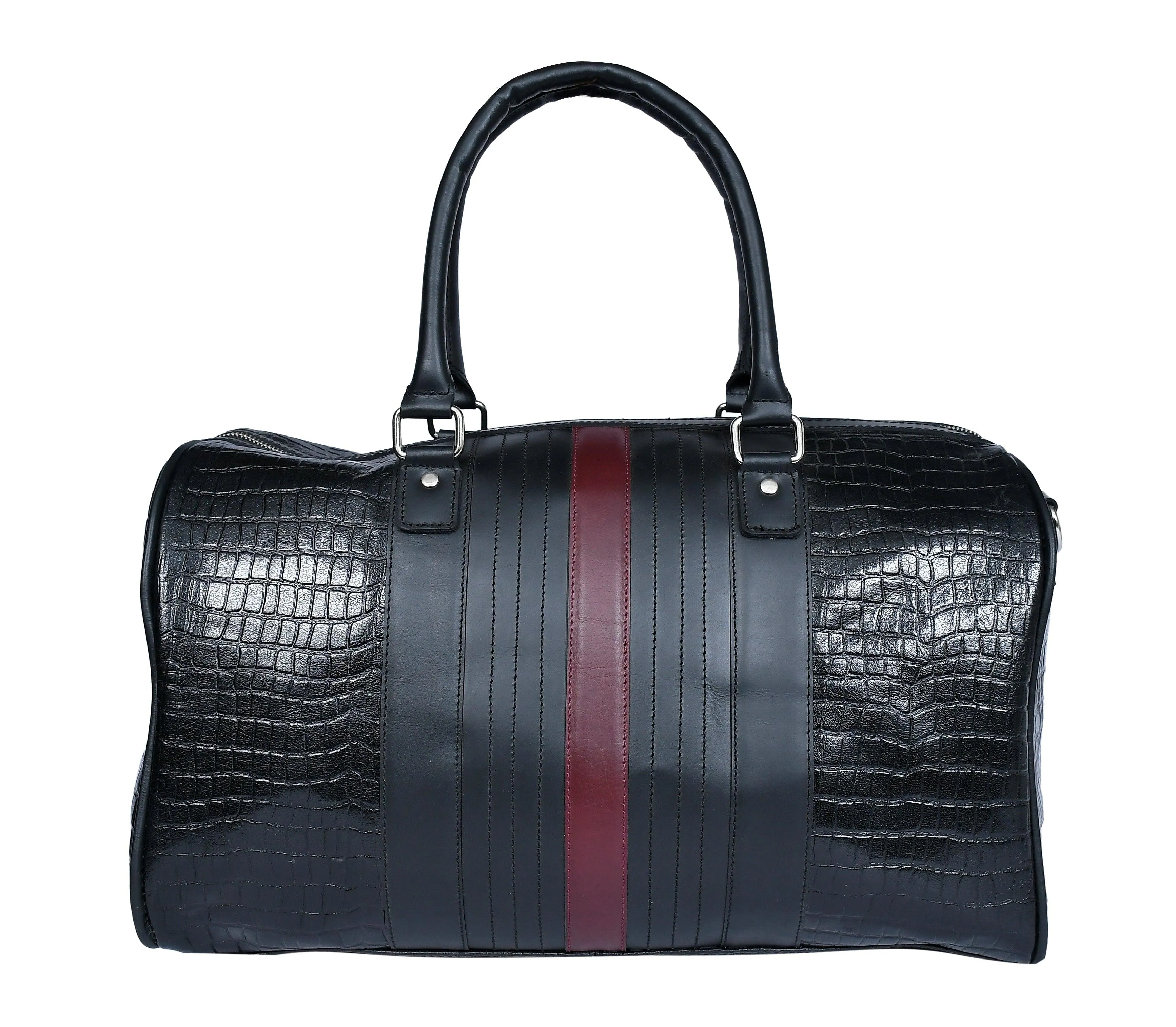 Celtic Black Color Pure Leather Duffel Bag for Travelling | Handmade Weekender Bag. Art: BG-1712