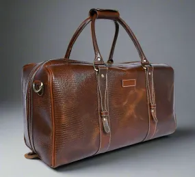 Celtic Brown Color Pure Leather Duffel Bag for Travelling | Handmade Weekender Bag, Art: BG-1713