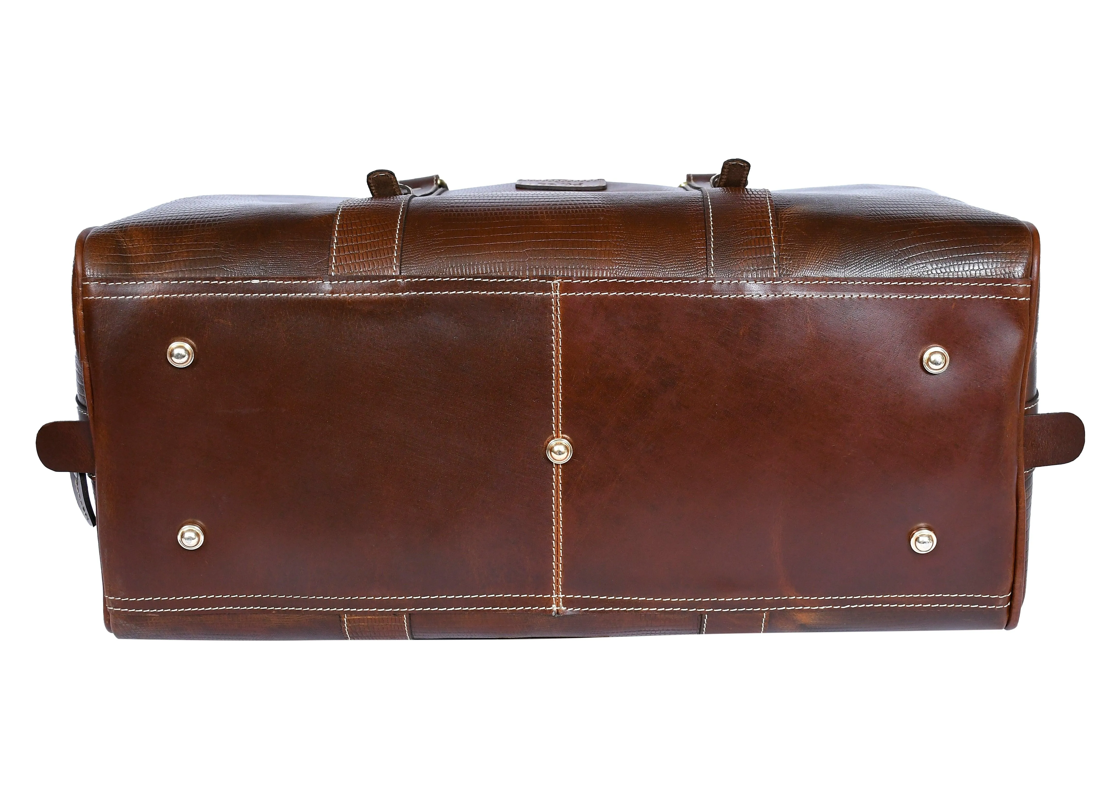 Celtic Brown Color Pure Leather Duffel Bag for Travelling | Handmade Weekender Bag, Art: BG-1713