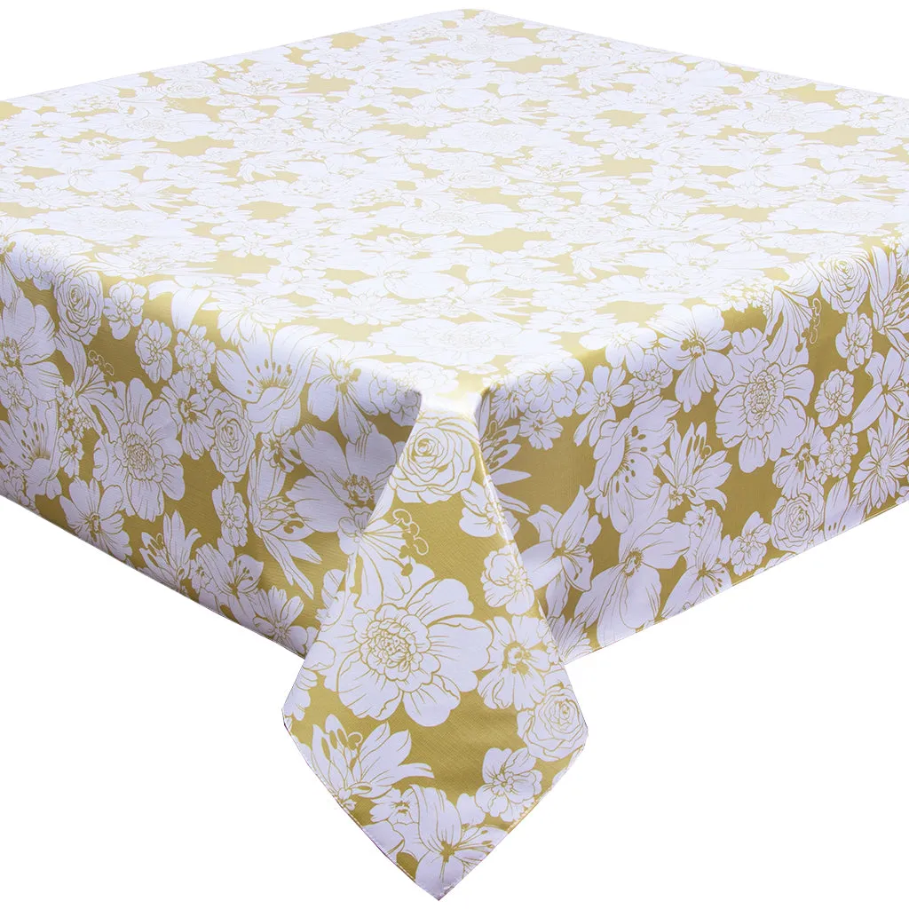 Chelsea Flowers on Gold Oilcloth Tablecloths