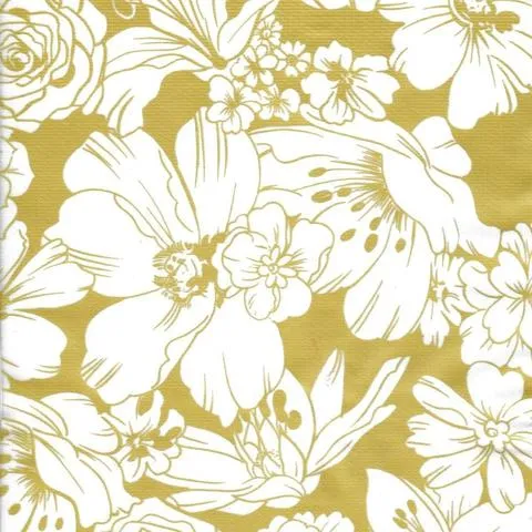 Chelsea Flowers on Gold Oilcloth Tablecloths