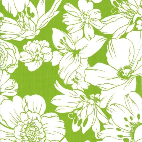 Chelsea Flowers on Lime Oilcloth Tablecloths