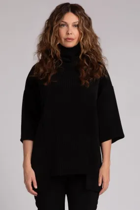 Chenille Cord Step Hem Pullover | Black