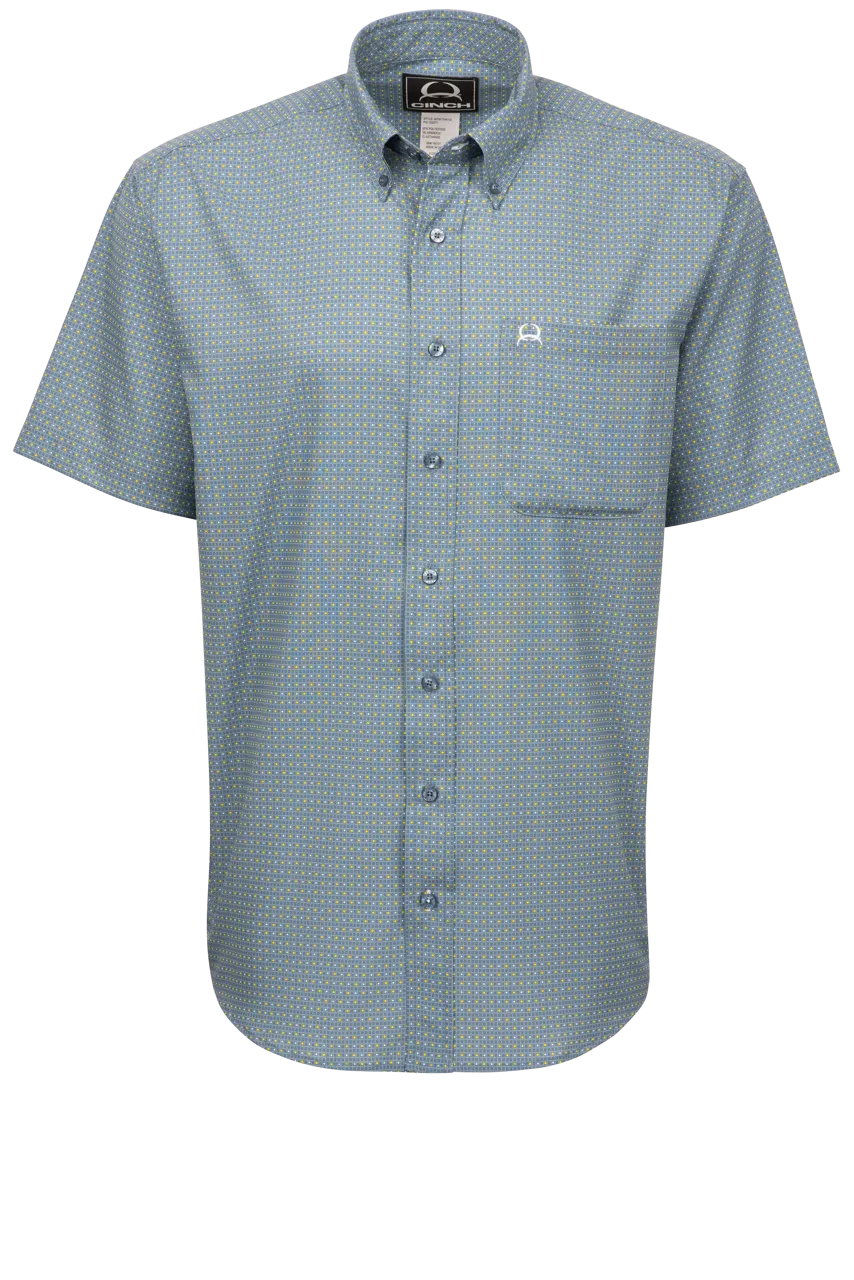 Cinch Arena Flex Button-Front Shirt - Dotted Blue