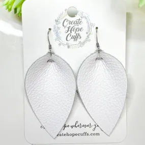 Classic White Leather Petal Earrings | 2 sizes | Hypoallergenic | Women | CLEARANCE