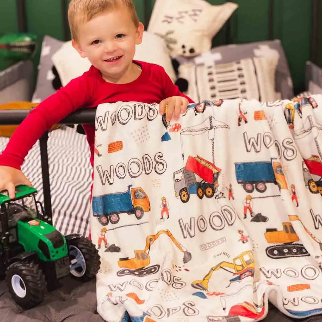 Construction Trucks Personalized Toddler Blanket