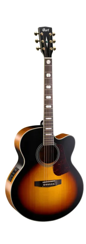 Cort CJ3V Tobacco Antique Burst Acoustic Electric Jumbo Body Guitar - With Carrying Bag - PRE OWNED