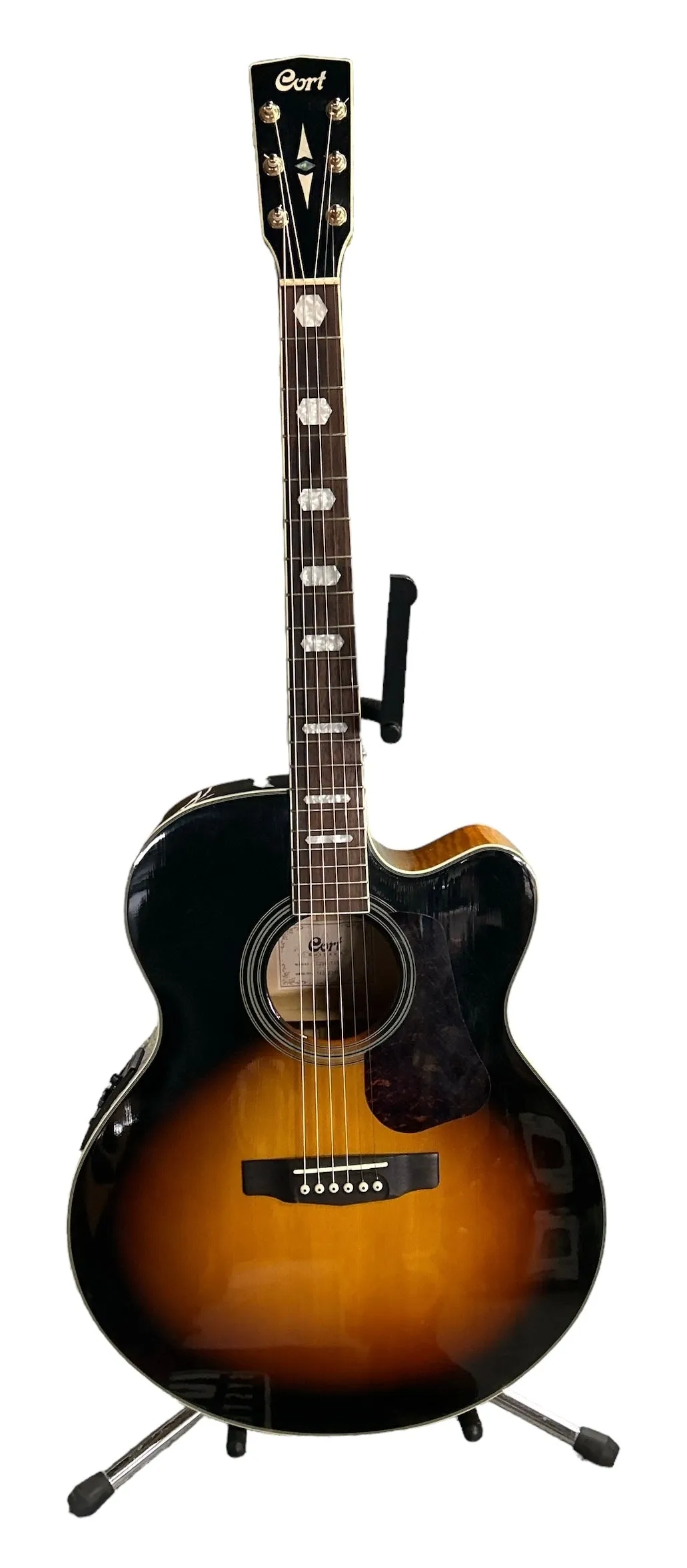 Cort CJ3V Tobacco Antique Burst Acoustic Electric Jumbo Body Guitar - With Carrying Bag - PRE OWNED