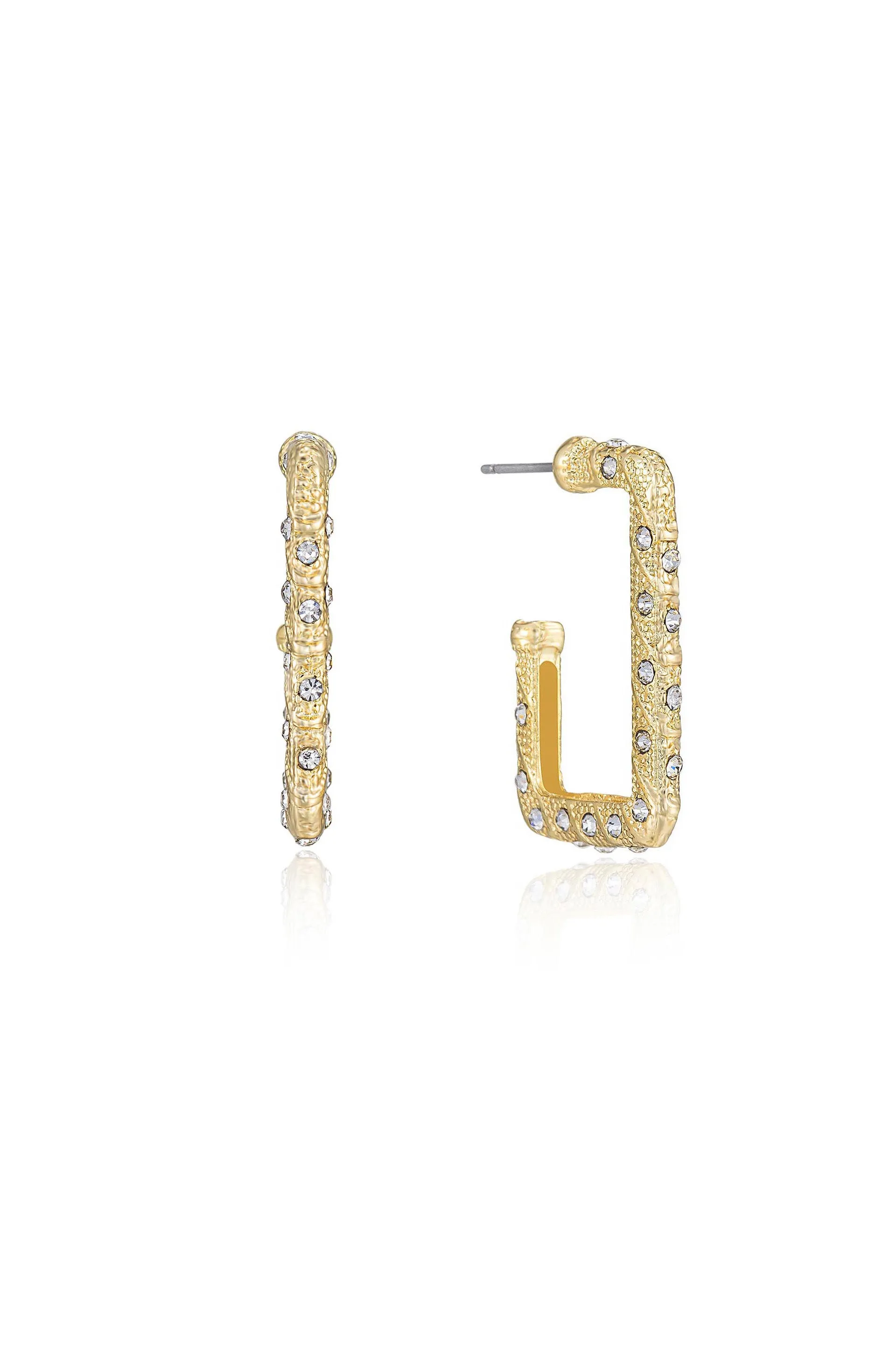 Crystal Studded Rectangle Earrings