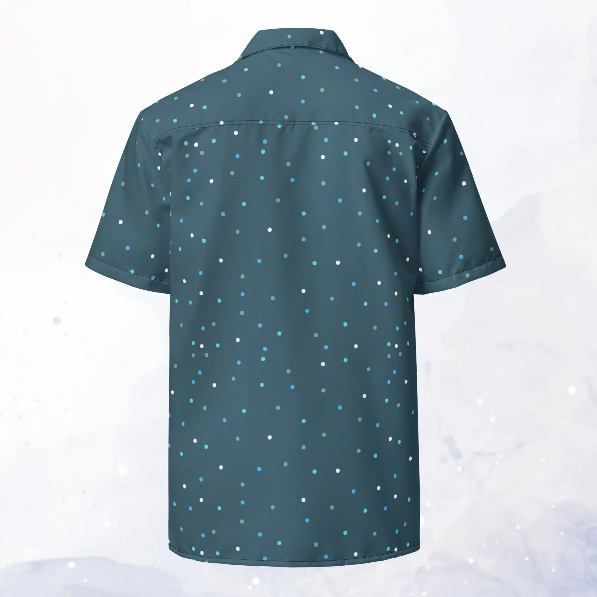 Dark Blue Polka Dot Unisex Button Dress Shirt