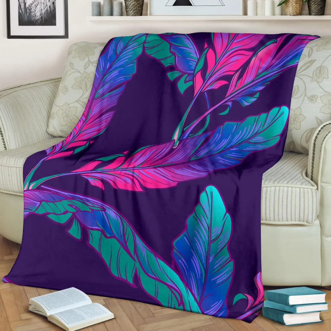 Dark Purple Banana Plant Leaves Premium Blanket