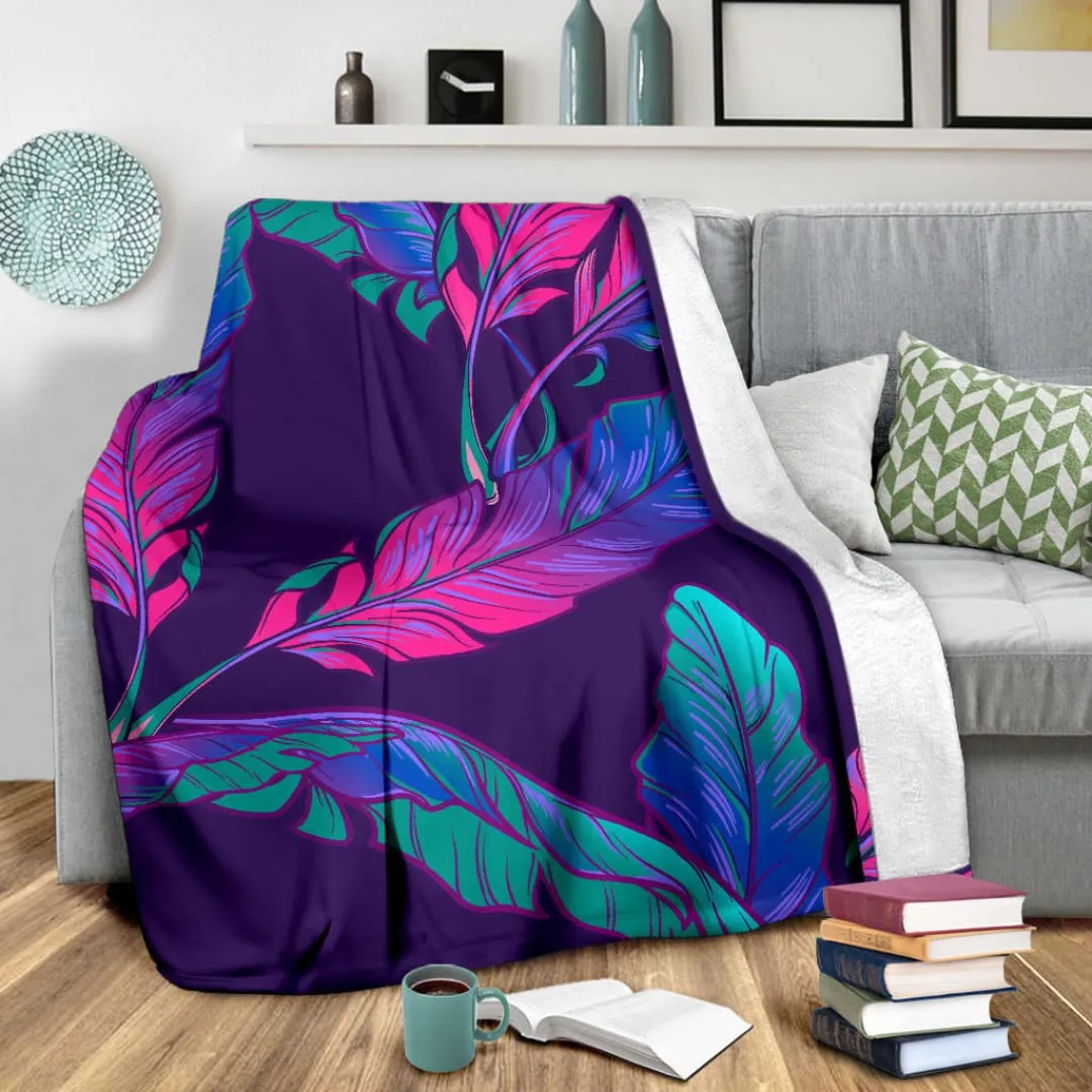 Dark Purple Banana Plant Leaves Premium Blanket