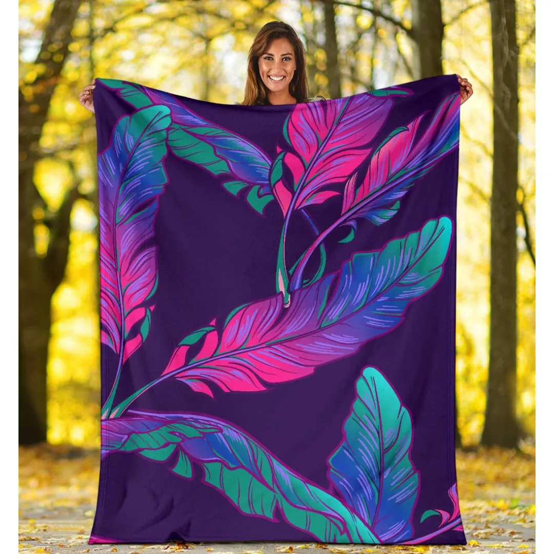 Dark Purple Banana Plant Leaves Premium Blanket