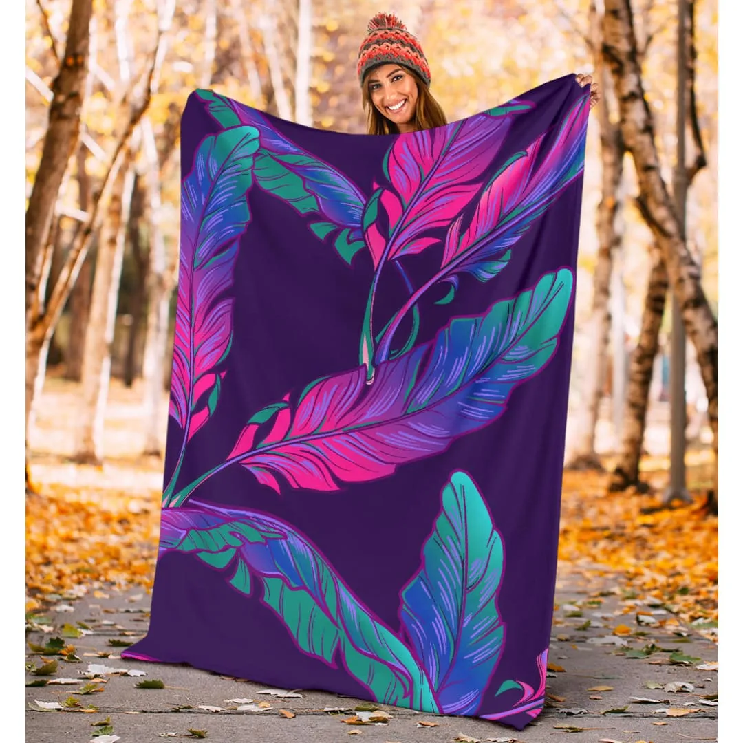 Dark Purple Banana Plant Leaves Premium Blanket