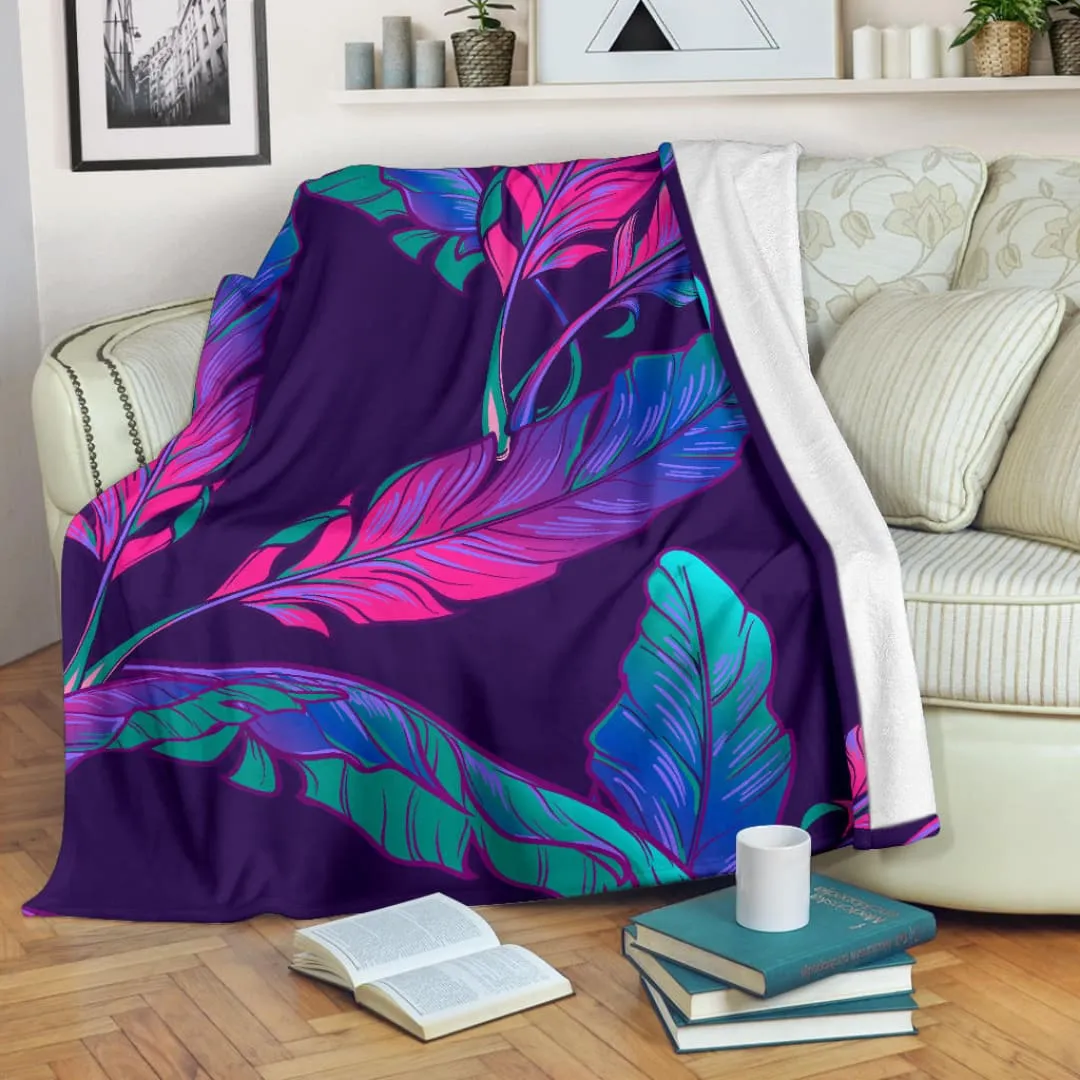 Dark Purple Banana Plant Leaves Premium Blanket