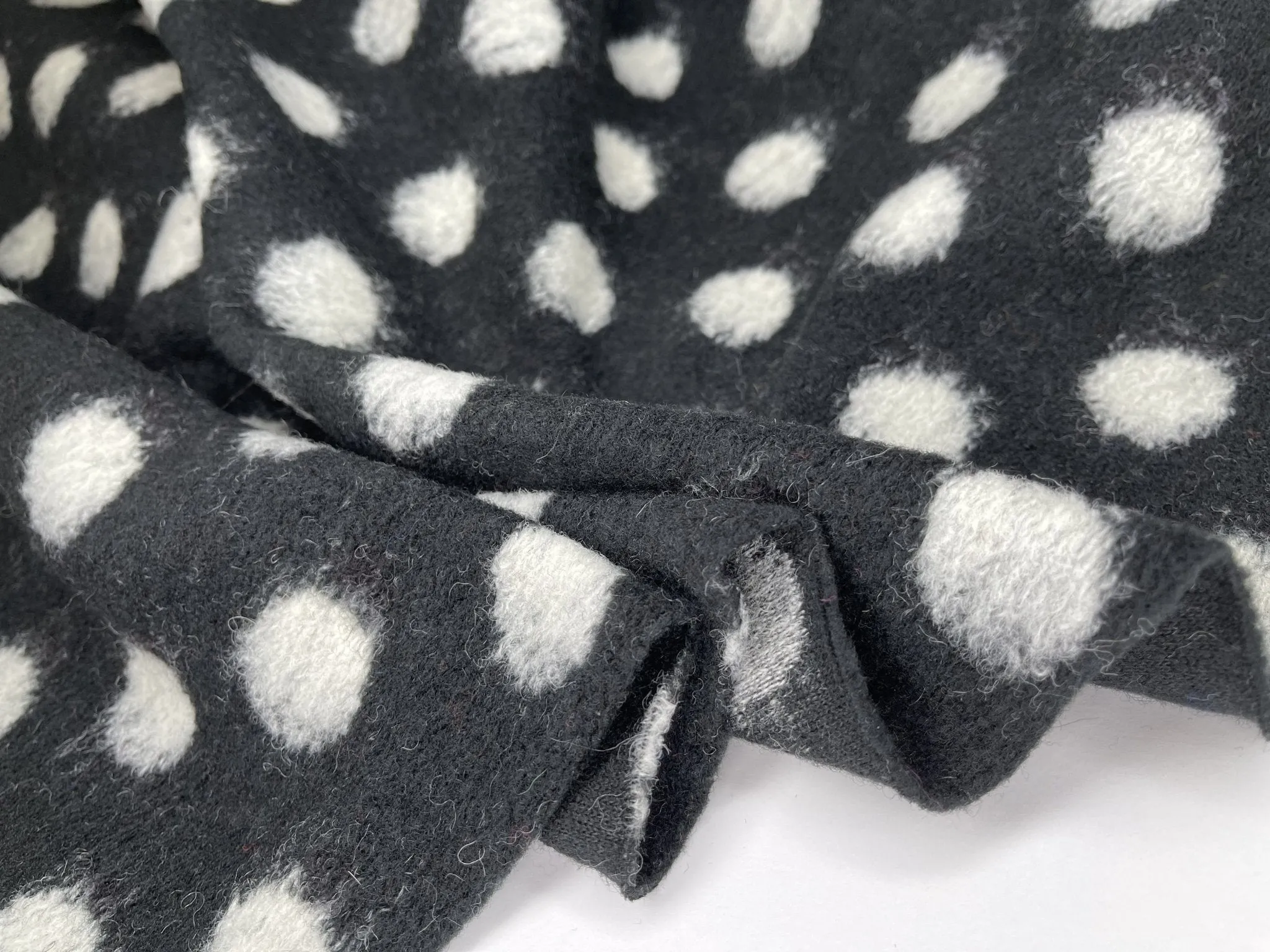 Designer Printed Polka Dots Wool Fabric