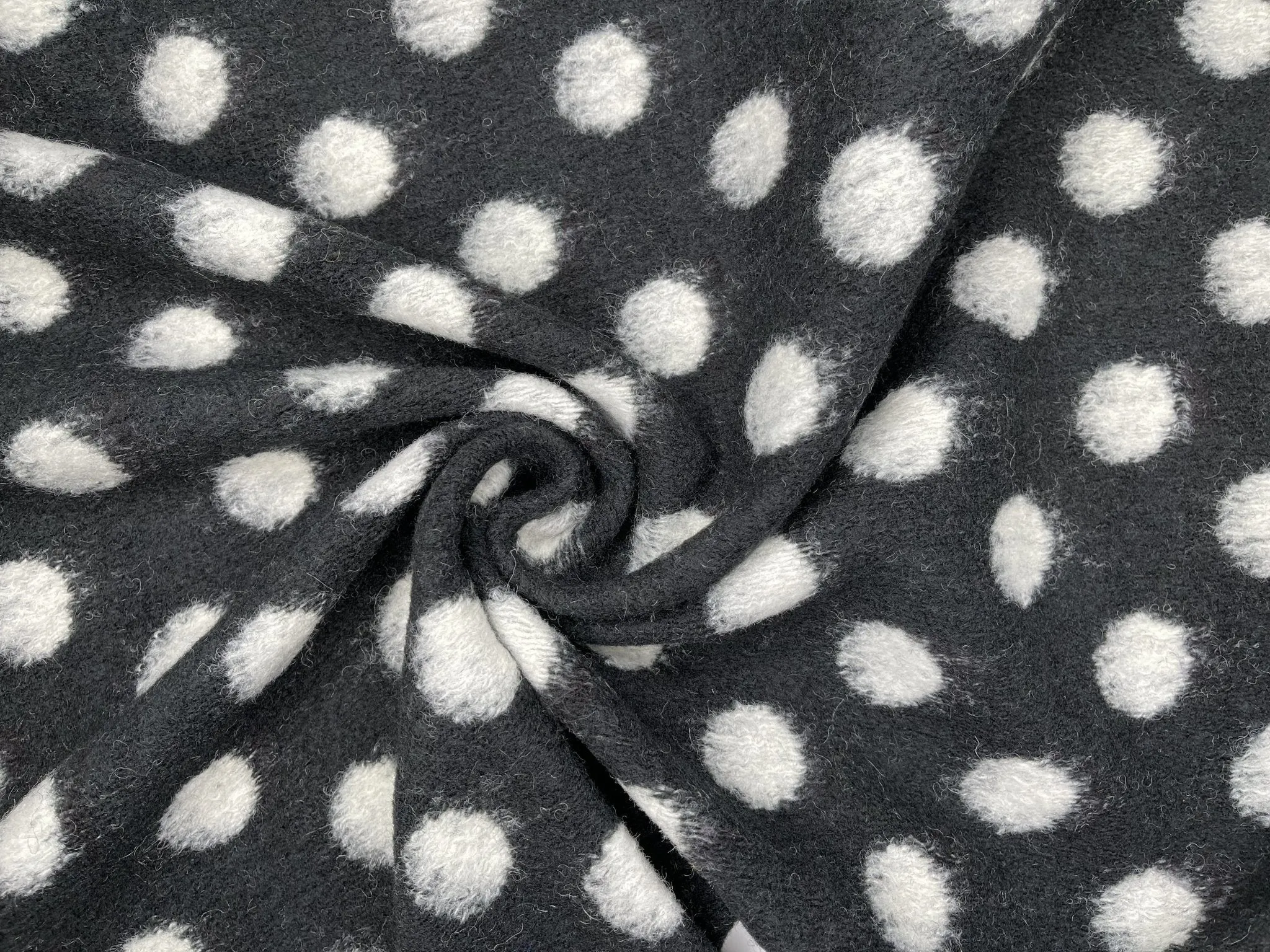 Designer Printed Polka Dots Wool Fabric