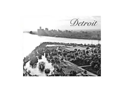 Detroit Belle Isle Aerial Black & White Luster or Canvas Print $35 - $430