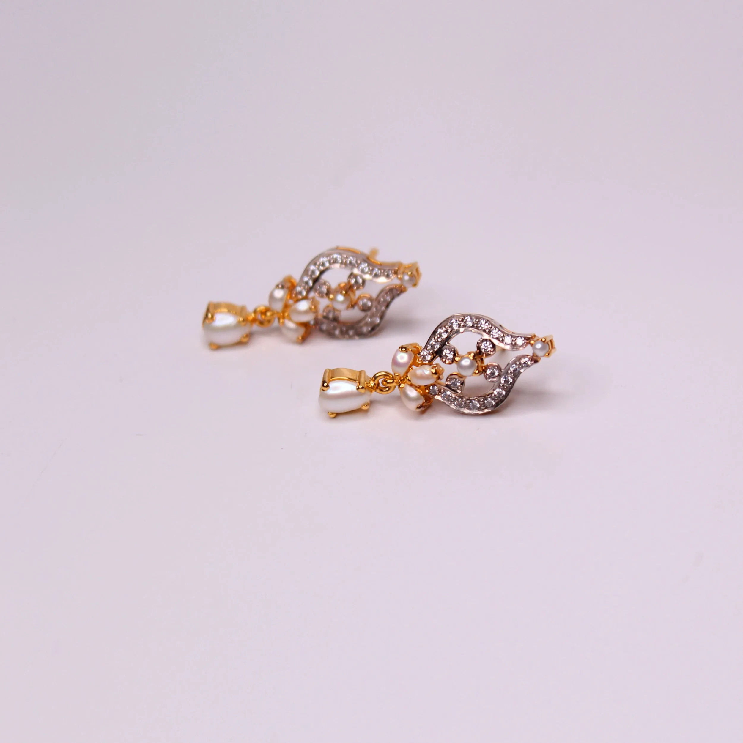 Earrings in Pearls and Zircons