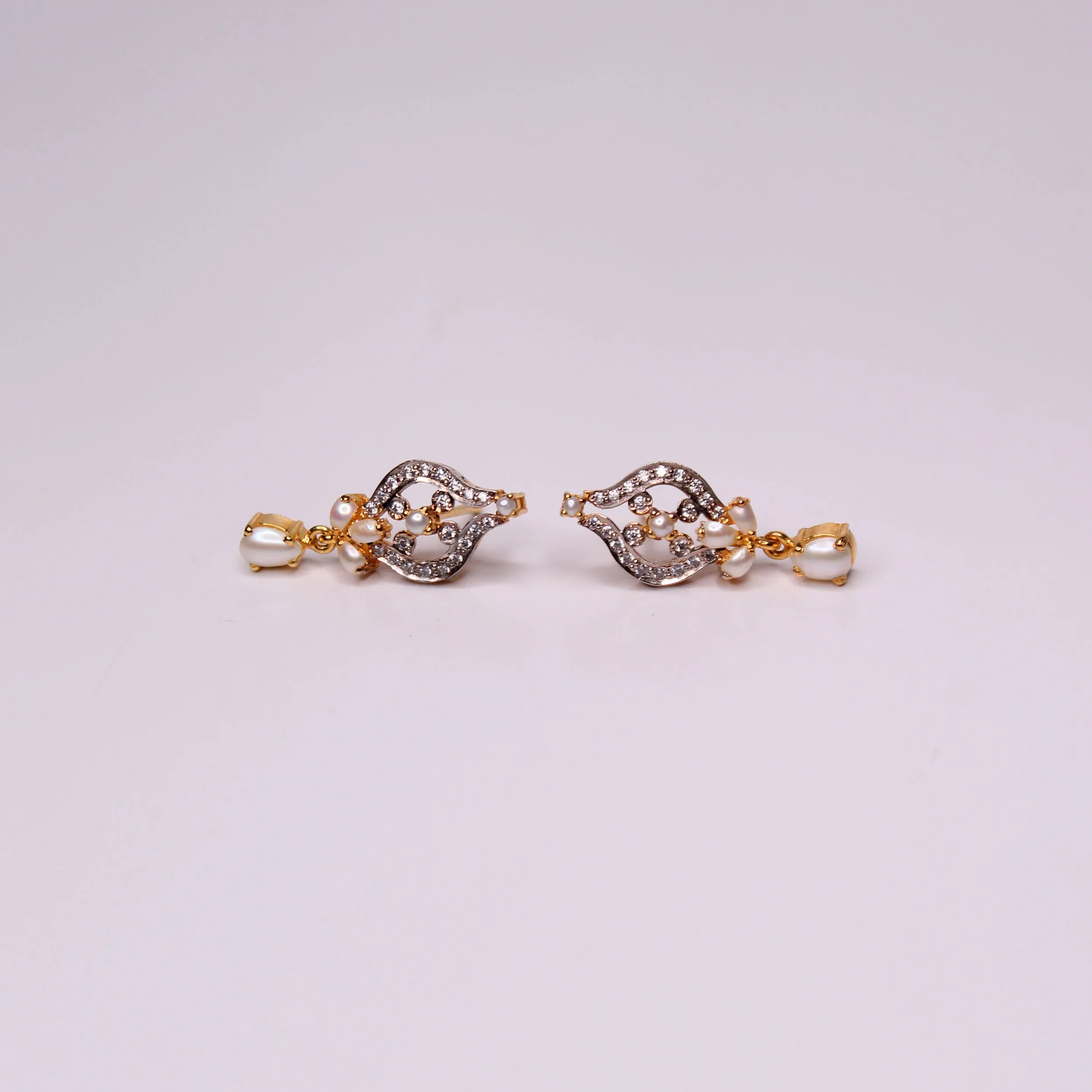 Earrings in Pearls and Zircons