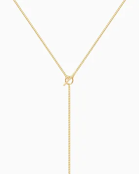 Fine Curb Drop Necklace | Gold