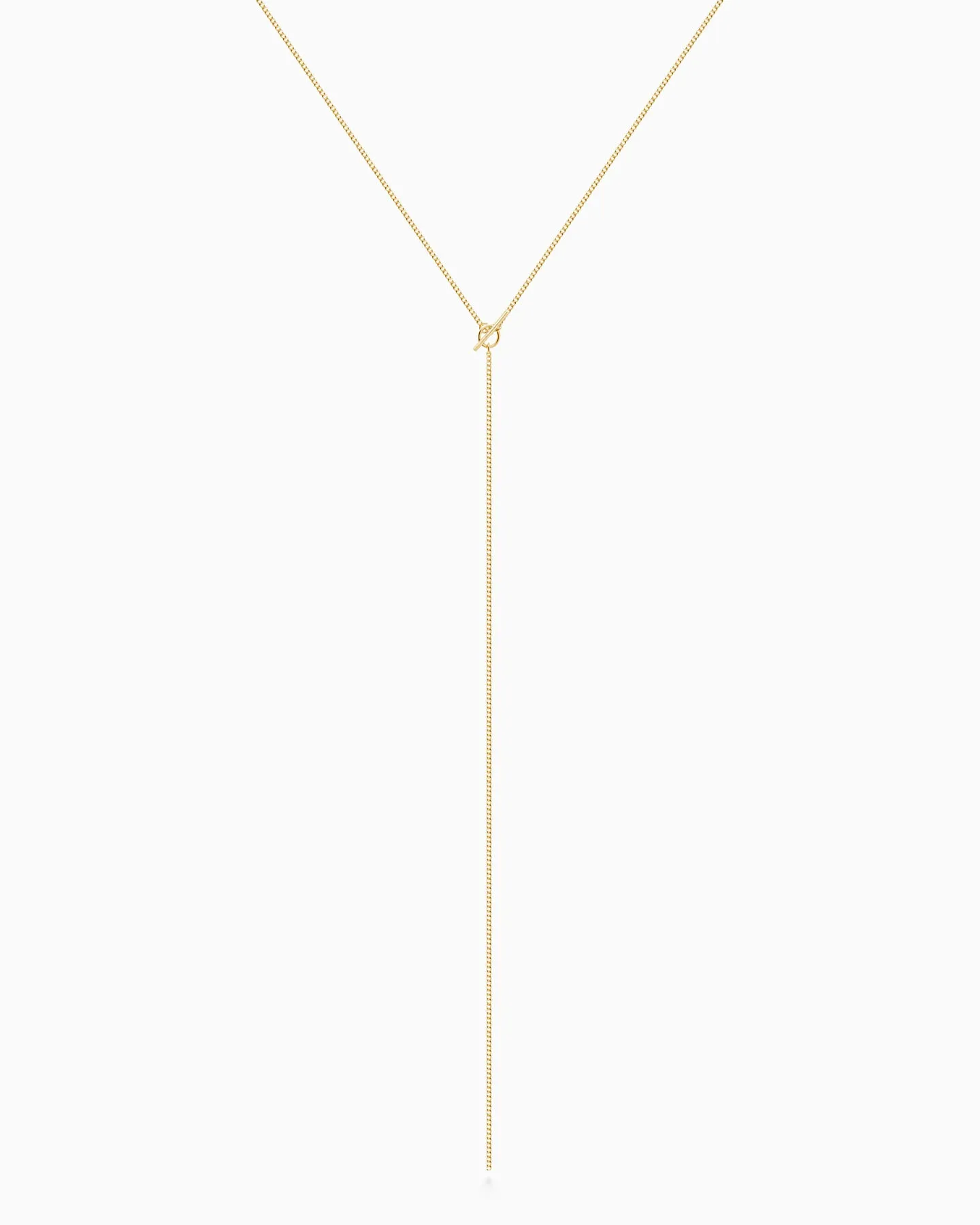 Fine Curb Drop Necklace | Gold