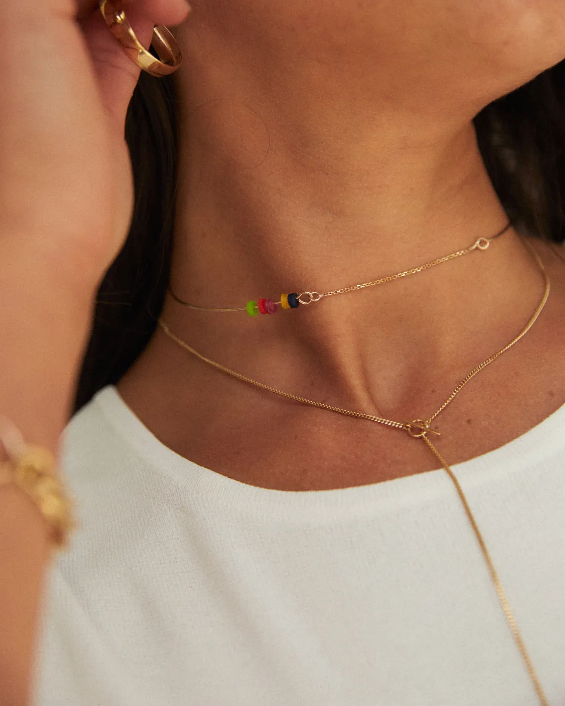 Fine Curb Drop Necklace | Gold