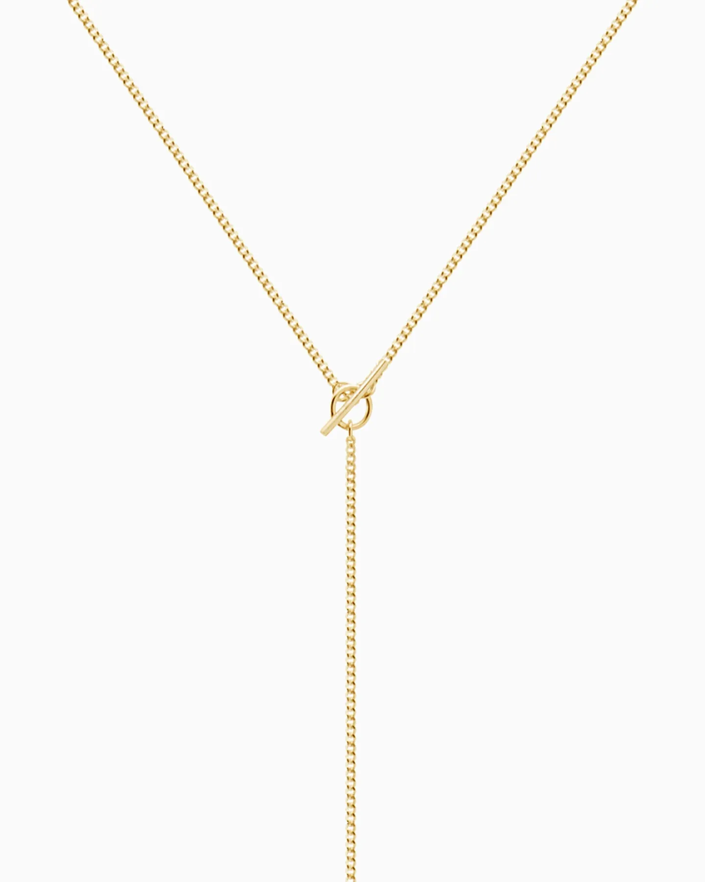 Fine Curb Drop Necklace | Gold