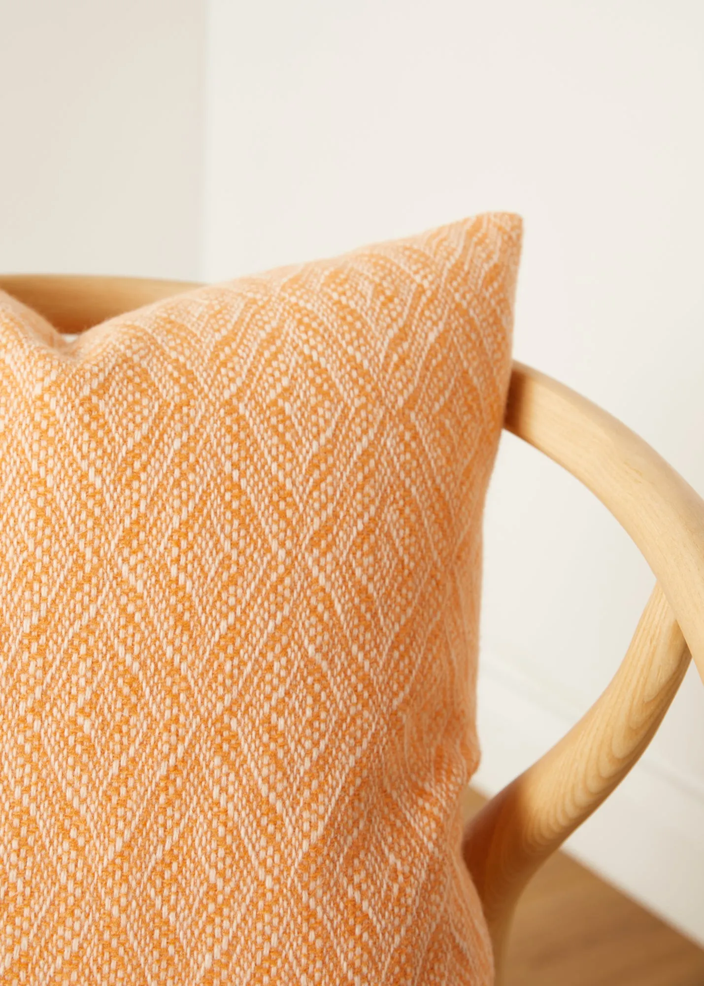 Foxford Orange and White Diamond Lambswool Cushion