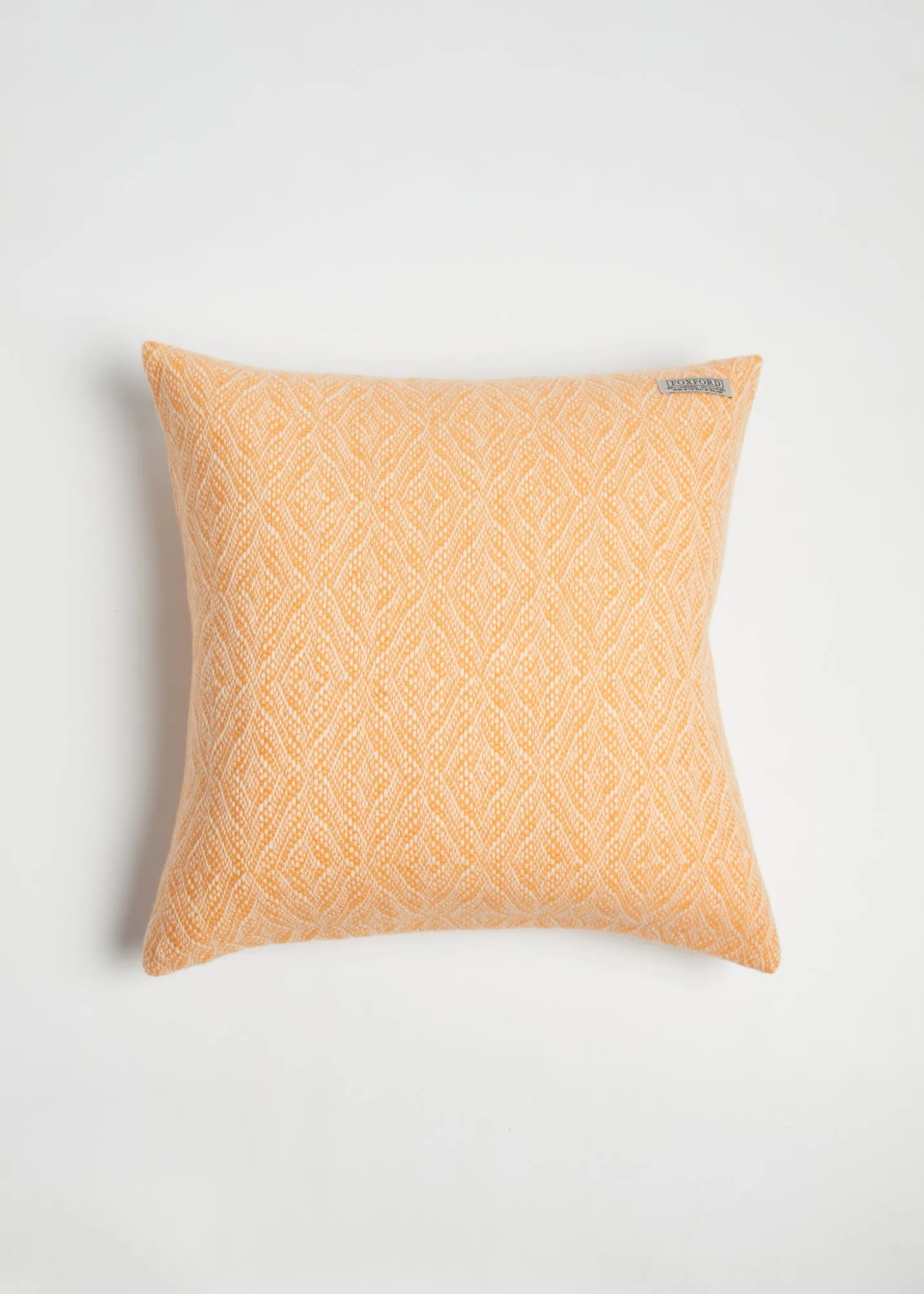 Foxford Orange and White Diamond Lambswool Cushion