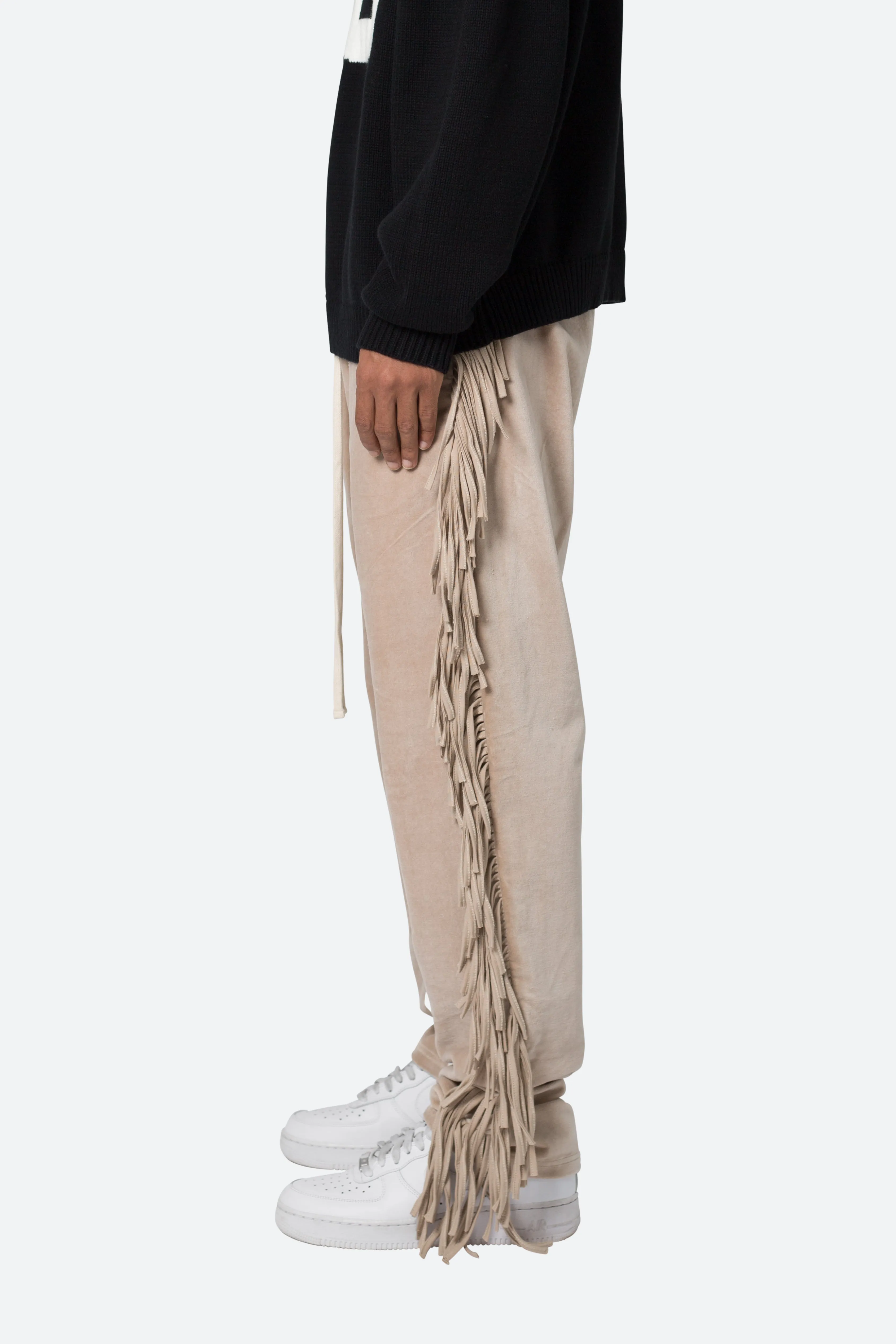 Fringe Velour Sweatpants - Dust