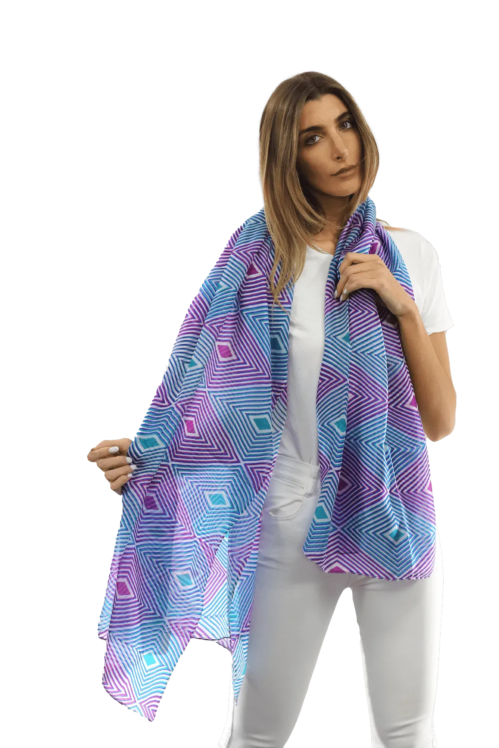 Geometric Diamond Silk Scarf