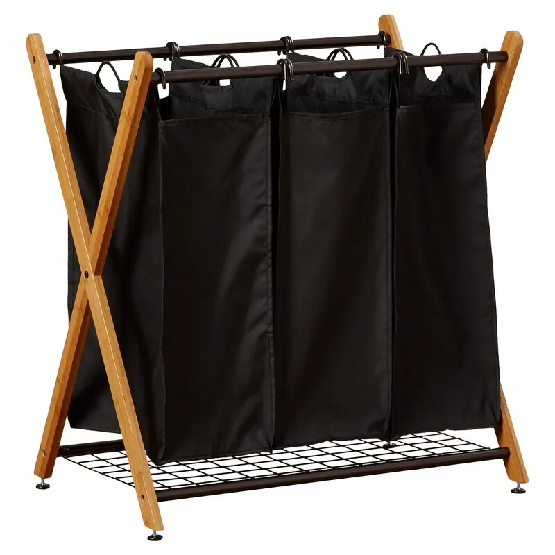 Giguisy Black Metal/Fabric Laundry Sorter