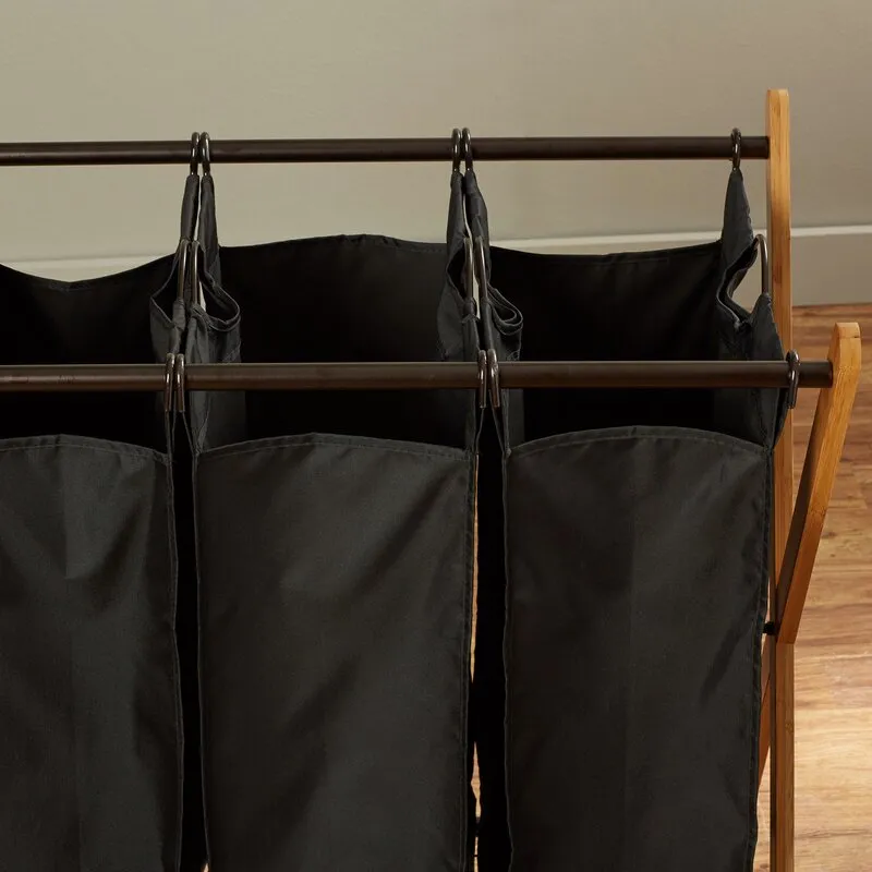 Giguisy Black Metal/Fabric Laundry Sorter