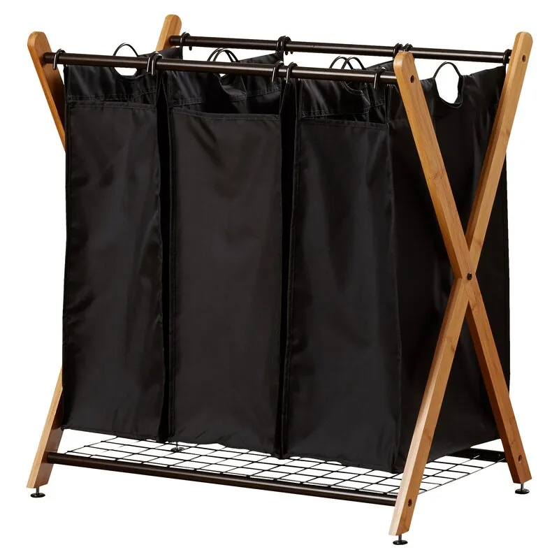 Giguisy Black Metal/Fabric Laundry Sorter