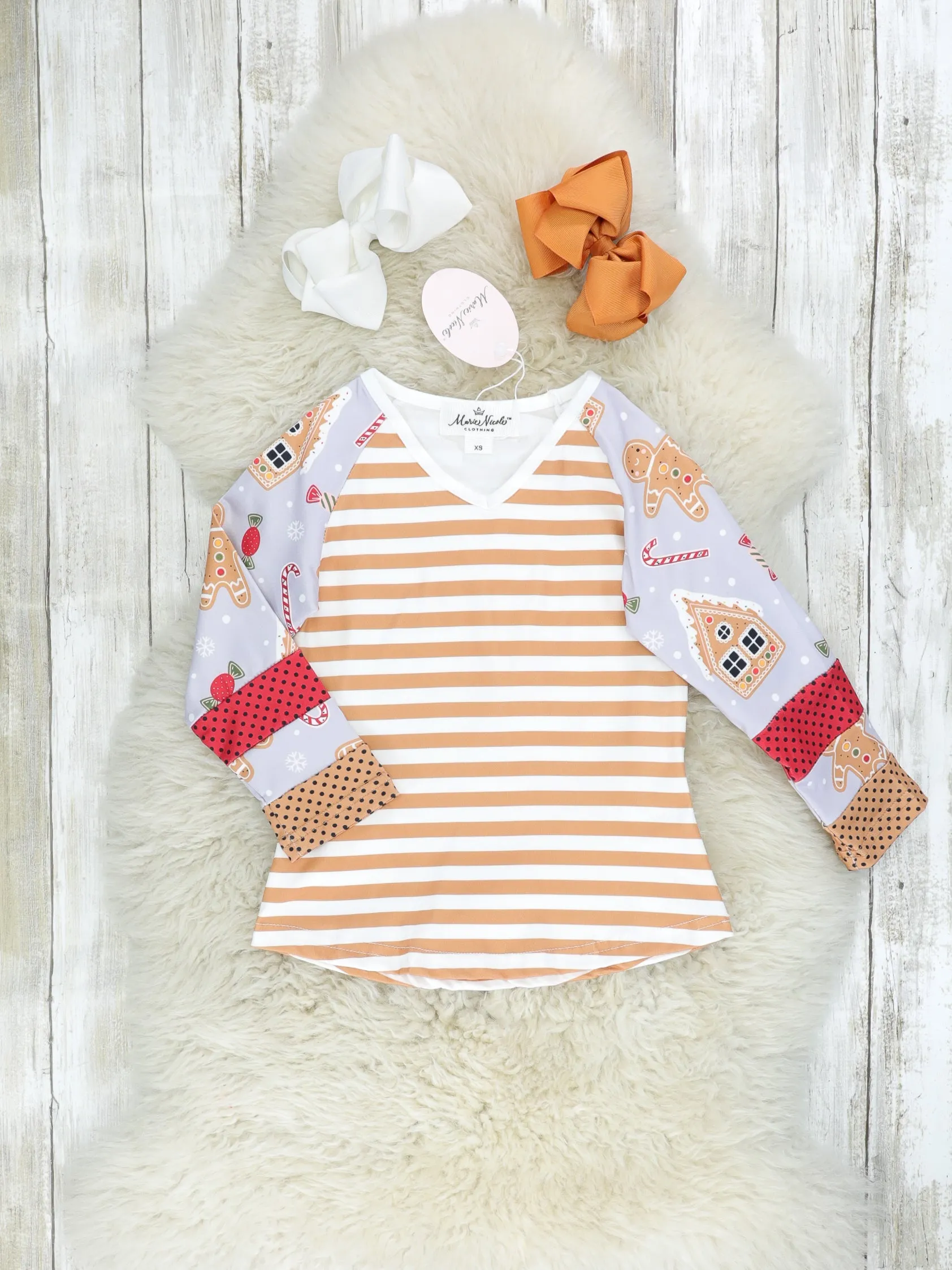 Gingerbread Striped Raglan Shirt