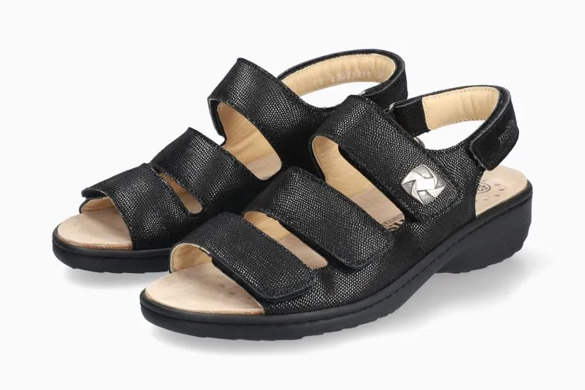 Giorgina Walking Sandal with Full Orthotic in Black CLOSEOUTS