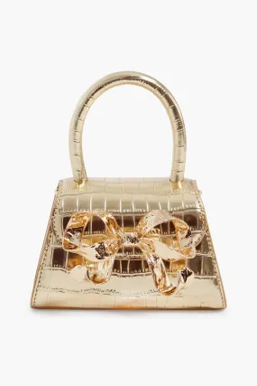 Gold Croc Micro Bow Bag