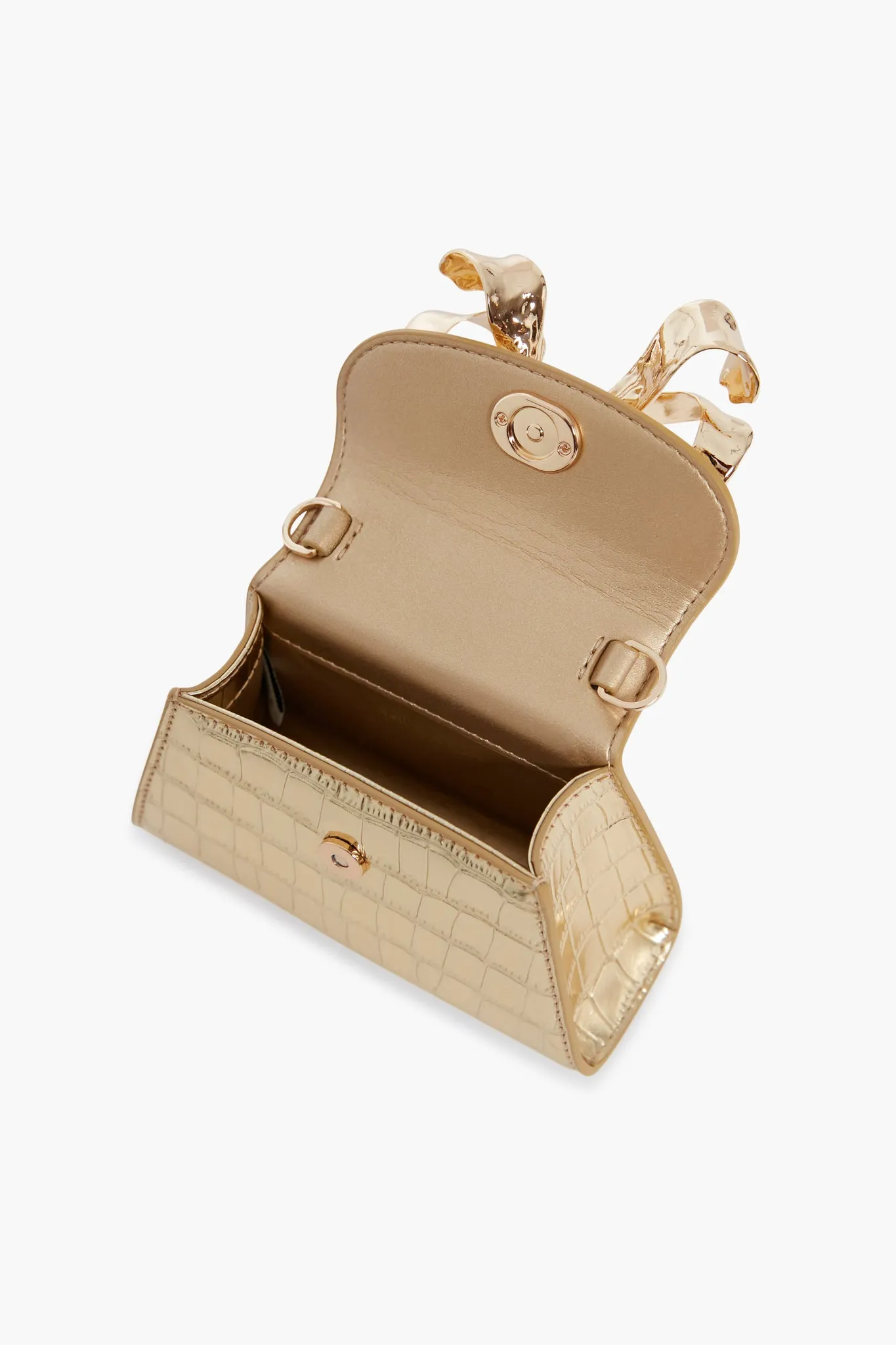 Gold Croc Micro Bow Bag