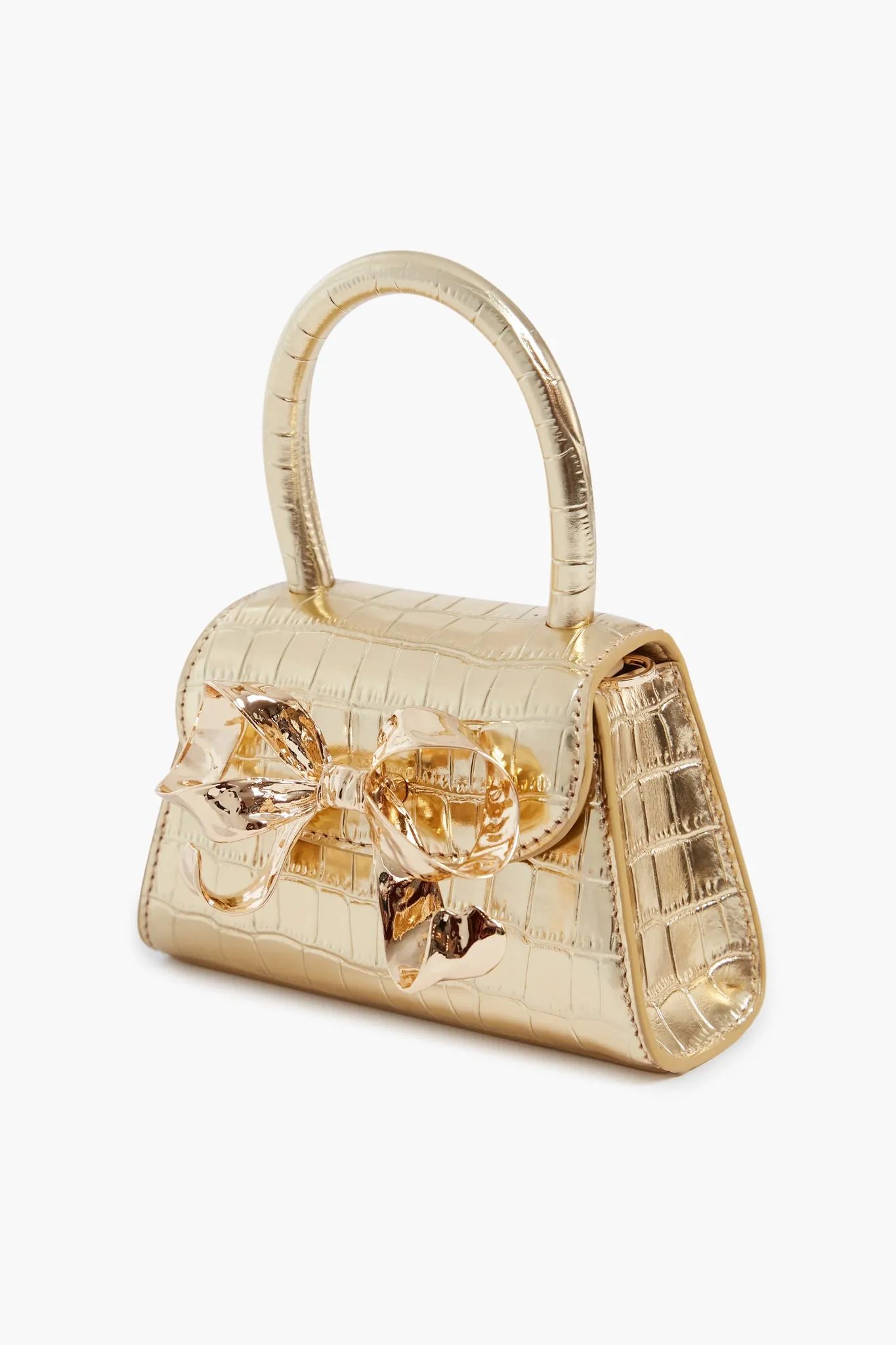 Gold Croc Micro Bow Bag